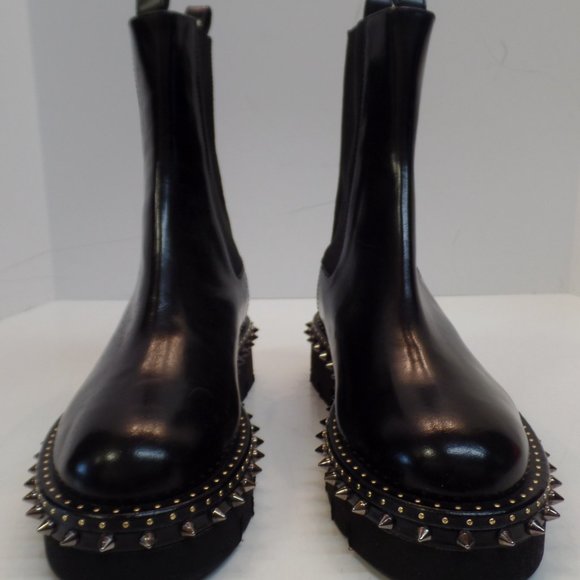 Sebastian Milano Sz 39 Pull On Black Leather Boots With Punk Rock Detailing. - Picture 3 of 12